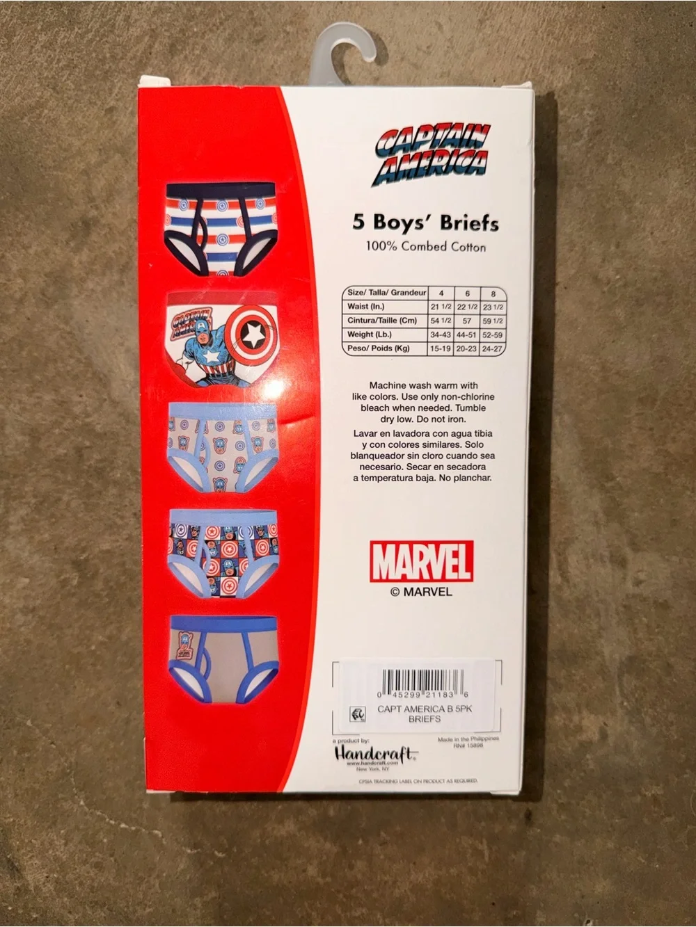 Marvel Captain America Boys Briefs Pack - Red, White, Blue Size 4